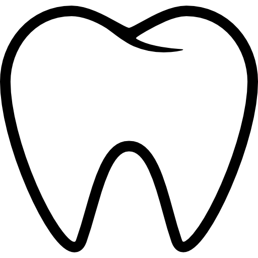 Black outline of a tooth on a white background.